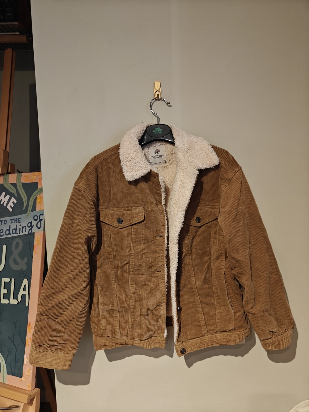 Pull&Bear Brown Corduroy Sherpa-Lined Bomber Jacket